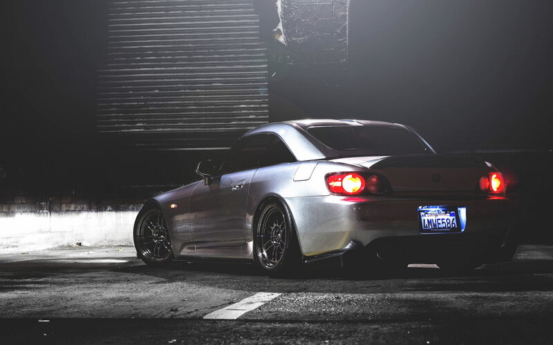 Silver Sports Car — Gray, Dramatic, Night, Photograph, License Plate, Garage