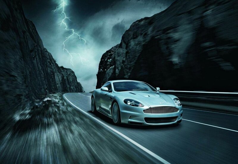 Silver Sports Car — Gray, Dramatic, Night, Photograph, Lightning, Mountain Road, Storm
