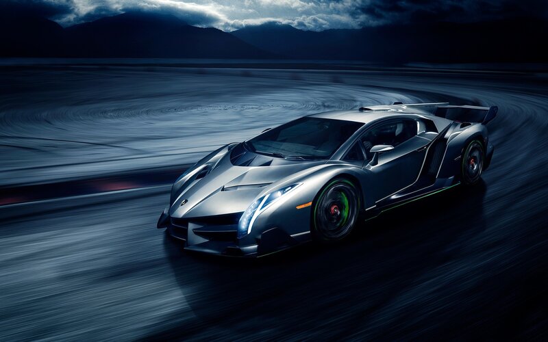 Silver Sports Car — Gray, Dramatic, Night, Photograph, Mountains