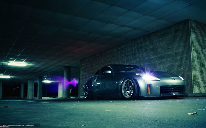 Silver Sports Car — Gray, Dramatic, Night, Photograph, Parking Garage