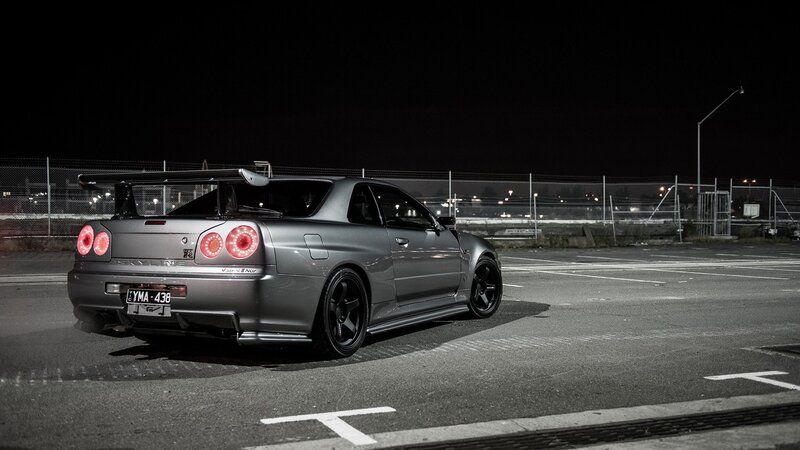 Silver Sports Car — Gray, Dramatic, Night, Photograph, Parking Lot