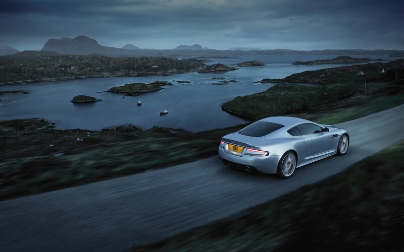 Silver Sports Car — Gray, Dramatic, Night, Photograph, Road, Lake