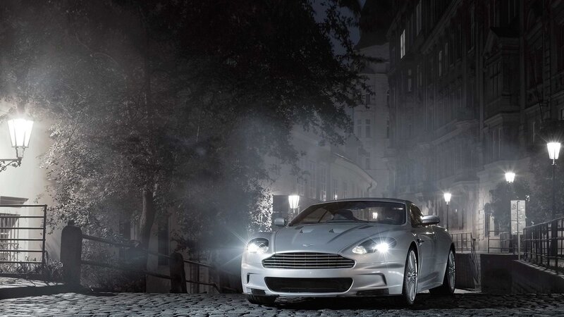 Silver Sports Car — Gray, Dramatic, Night, Photograph, Streetlights