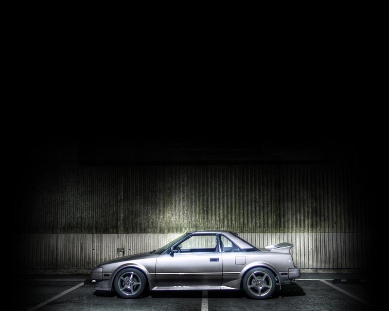 Silver Sports Car — Gray, Dramatic, Night, Photograph, Wall, Parking Lot