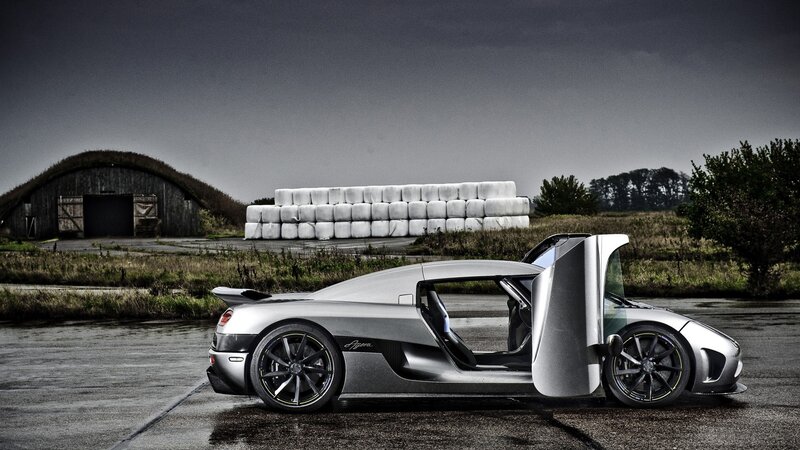 Silver Sports Car — Gray, Dramatic, Photograph, Barn, Hay Bales, Trees