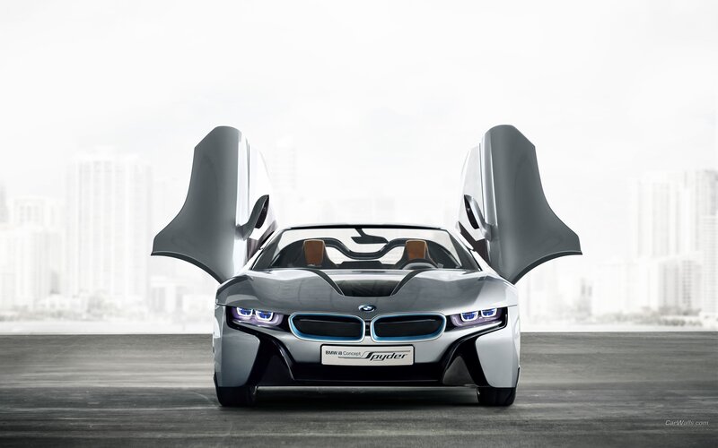 Silver Sports Car — Gray, Dramatic, Photograph, City Skyline, Open Doors