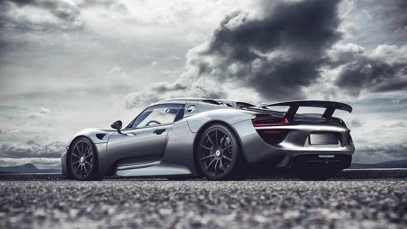 Silver Sports Car — Gray, Dramatic, Photograph, Road, Sky