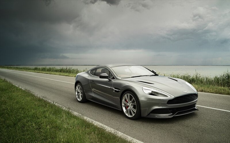 Silver Sports Car — Gray, Dramatic, Photograph, Road, Water