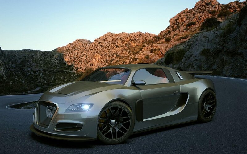 Silver Sports Car — Gray, Dramatic, Sunset, 3d Render