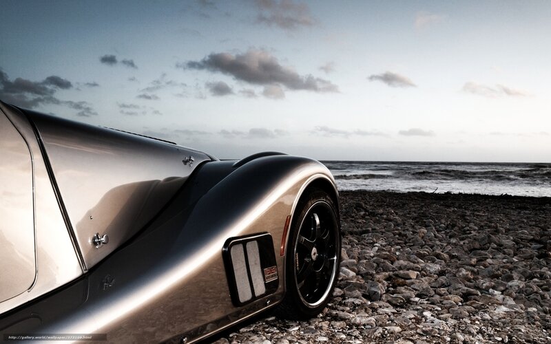 Silver Sports Car — Gray, Dramatic, Sunset, Photograph, Beach