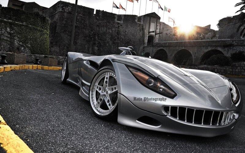 Silver Sports Car — Gray, Dramatic, Sunset, Photograph, Castle