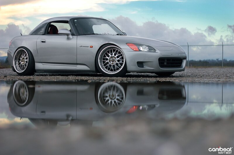 Silver Sports Car — Gray, Dramatic, Sunset, Photograph, Puddle