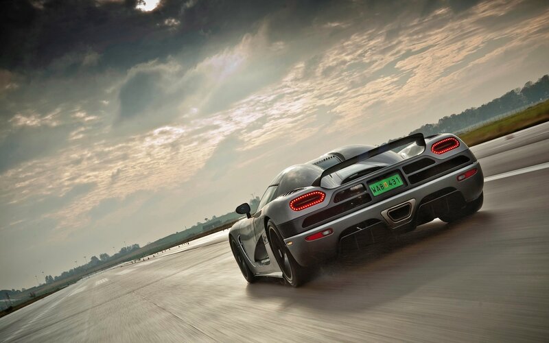 Silver Sports Car — Gray, Dramatic, Sunset, Photograph, Race Track, Cloudy Sky, Trees