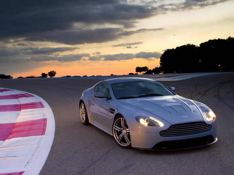 Silver Sports Car — Gray, Dramatic, Sunset, Photograph, Race Track, Trees, Orange