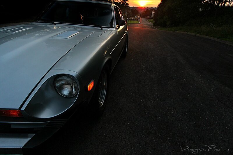 Silver Sports Car — Gray, Dramatic, Sunset, Photograph, Road, Black