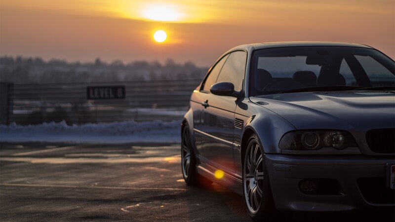 Silver Sports Car — Gray, Dramatic, Sunset, Photograph, Snow