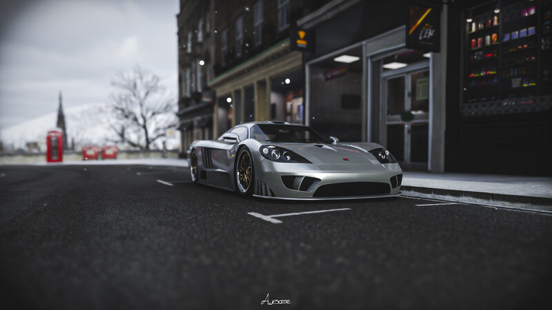 Silver Sports Car — Gray, Dramatic, Winter, 3d Render, Street