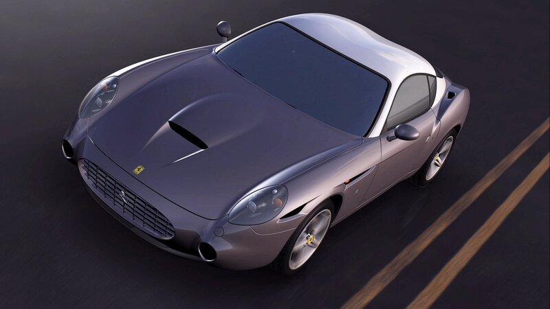 Silver Sports Car — Gray, Dynamic, 3d Render, Road, Double Lines