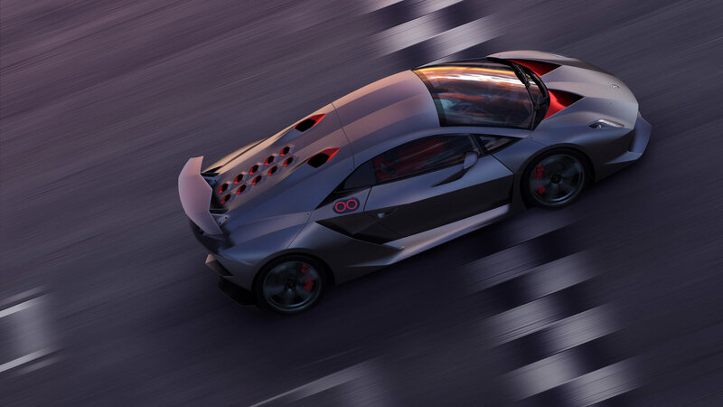 Silver Sports Car — Gray, Dynamic, Night, 3d Render, Road