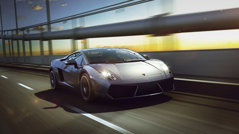Silver Sports Car — Gray, Dynamic, Sunset, 3d Render, Bridge