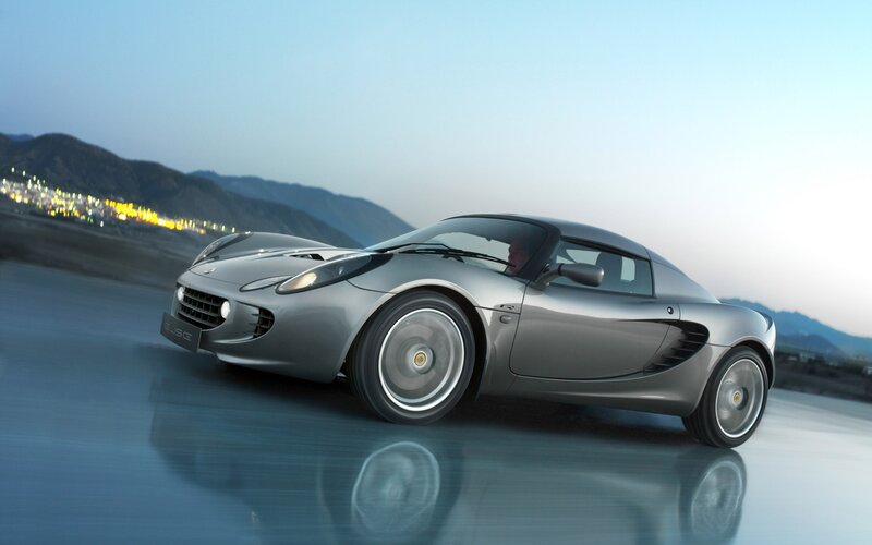 Silver Sports Car — Gray, Dynamic, Sunset, 3d Render, Mountains