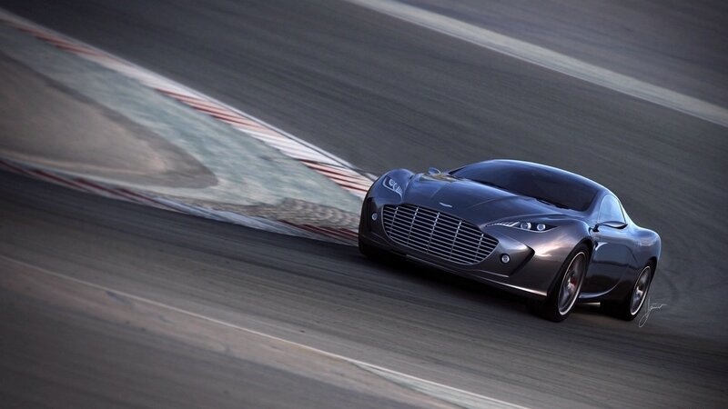 Silver Sports Car — Gray, Dynamic, Sunset, Digital Art, Race Track