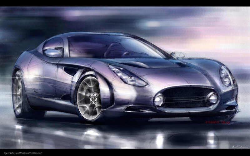 Silver Sports Car — Gray, Dynamic, Sunset, Digital Art