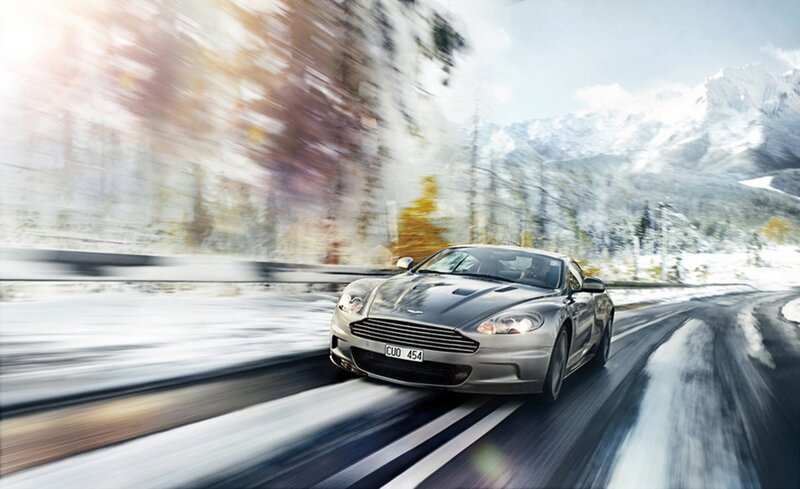 Silver Sports Car — Gray, Dynamic, Winter, Photograph