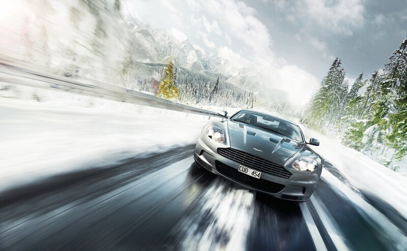 Silver Sports Car — Gray, Dynamic, Winter