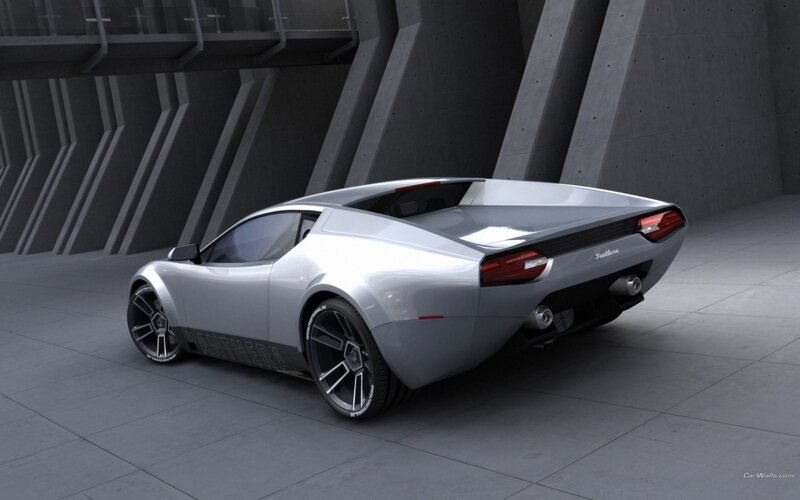 Silver Sports Car — Gray, Modern, 3d Render, Concrete Structure