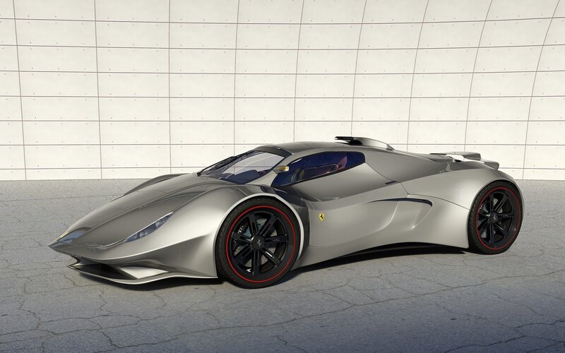 Silver Sports Car — Gray, Modern, 3d Render, Wall