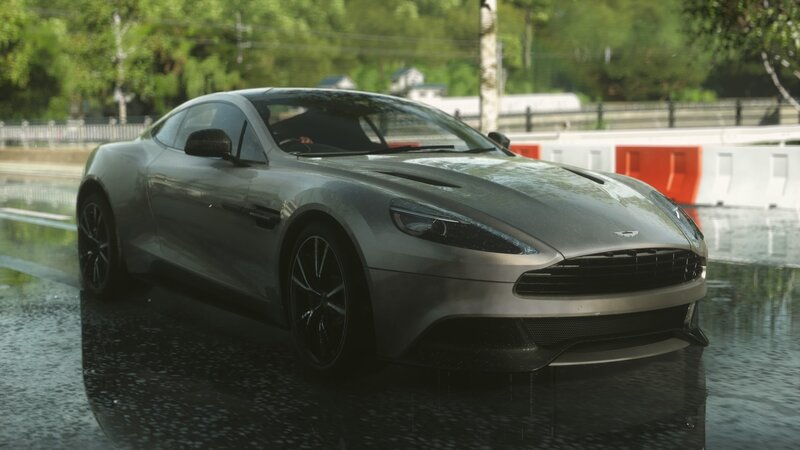 Silver Sports Car — Gray, Rainy