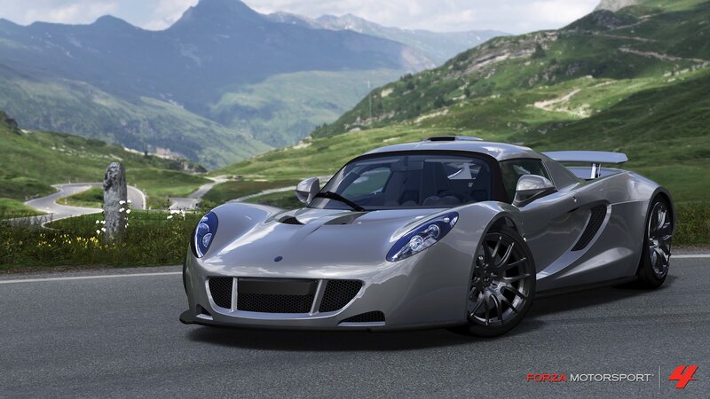 Silver Sports Car — Gray, Serene, Afternoon, 3d Render, Mountains, Road