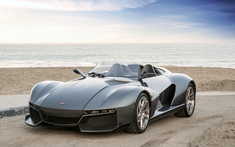 Silver Sports Car — Gray, Serene, Afternoon, Photograph, Beach