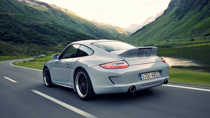 Silver Sports Car — Gray, Serene, Afternoon, Photograph, Mountain, Road, Lake, Green, Blue