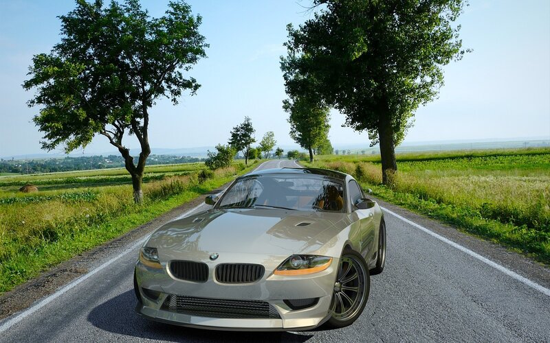 Silver Sports Car — Gray, Serene, Afternoon, Photograph