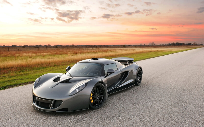 Silver Sports Car — Gray, Serene, Sunset, Photograph, Road