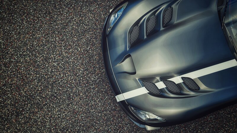 Silver Sports Car Hood — Gray