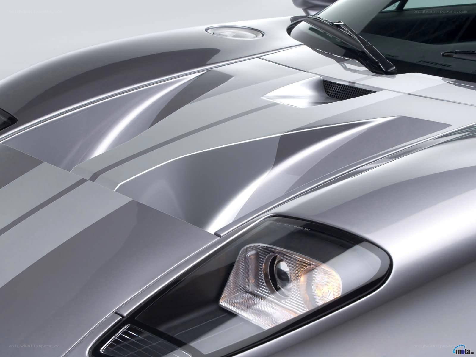 silver sports car hood