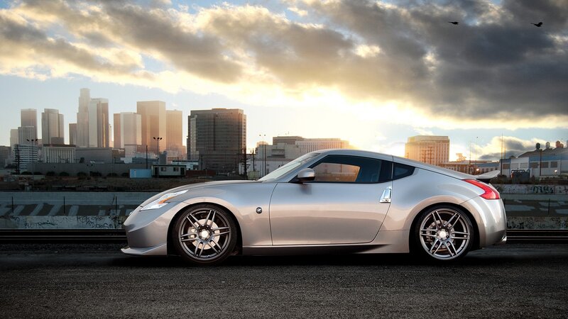 silver sports car in city
