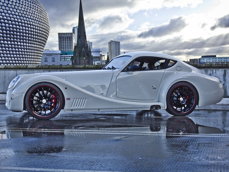 Silver sports car in city