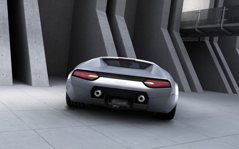 Silver sports car in concrete structure