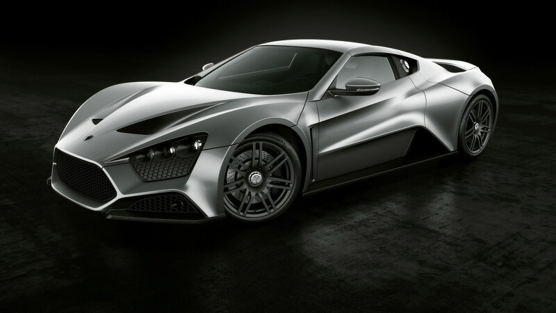 silver sports car in dark studio