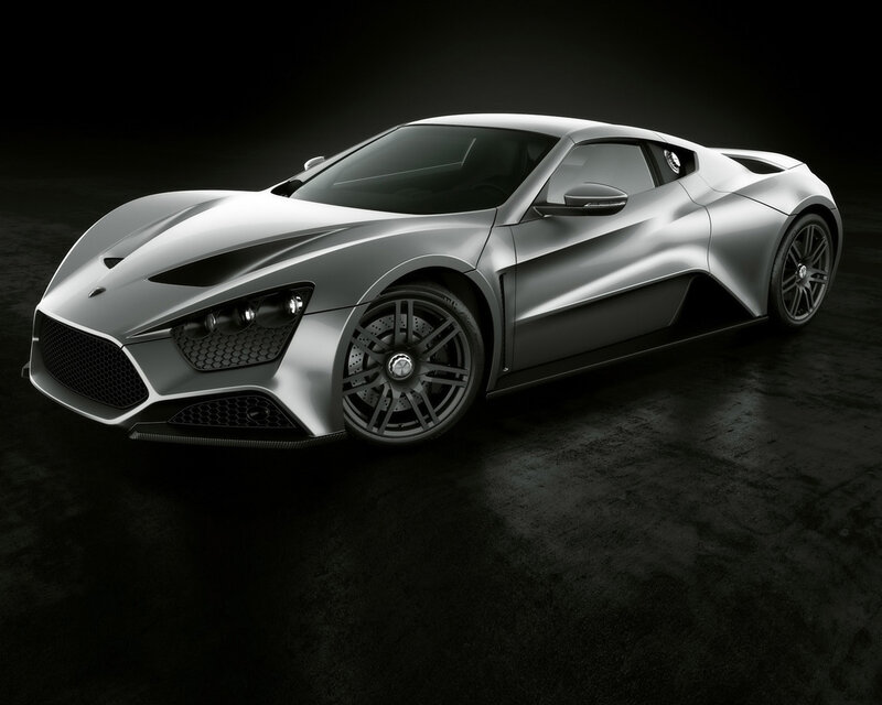 silver sports car in dark studio