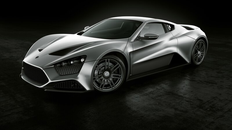 silver sports car in dark studio