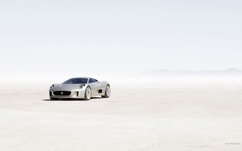 Silver sports car in desert