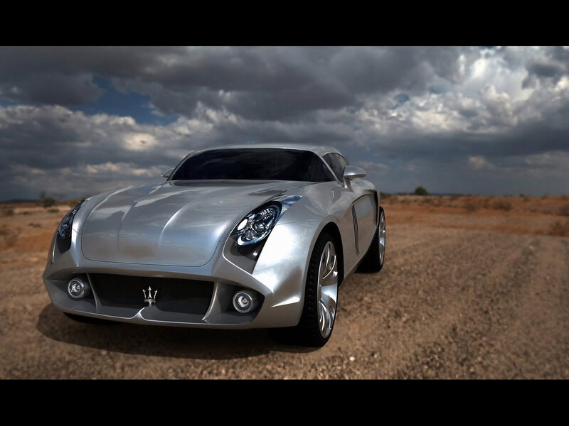 Silver sports car in desert