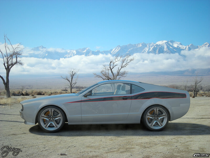 Silver sports car in desert