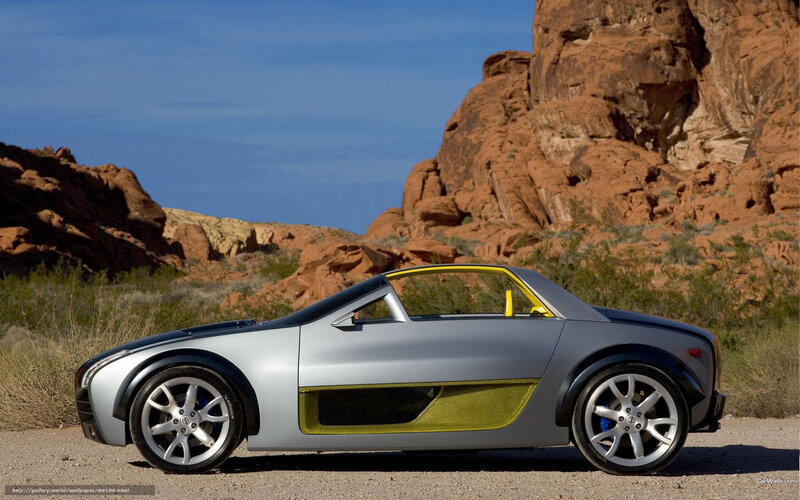 Silver sports car in desert