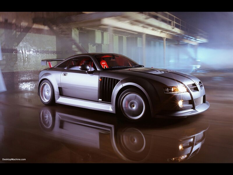 silver sports car in garage